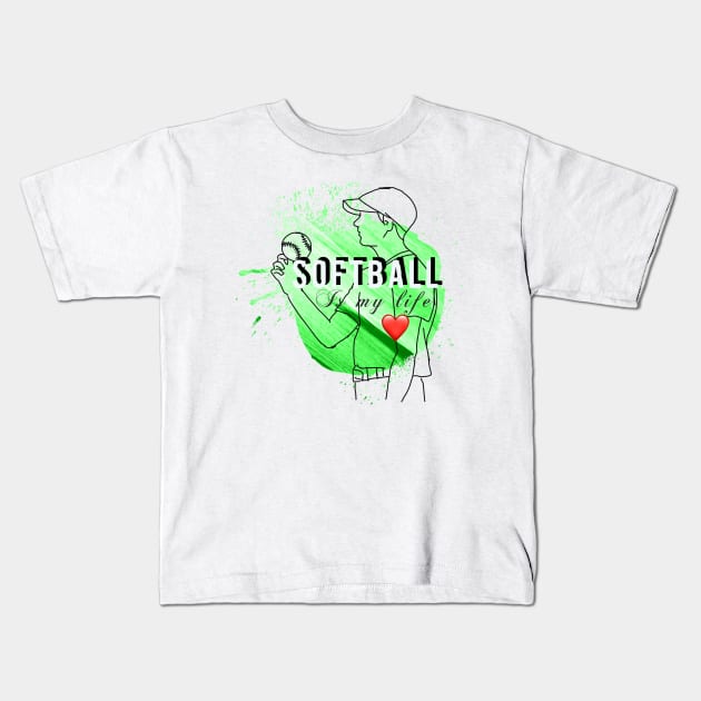 Softball is my life Kids T-Shirt by Grafititee